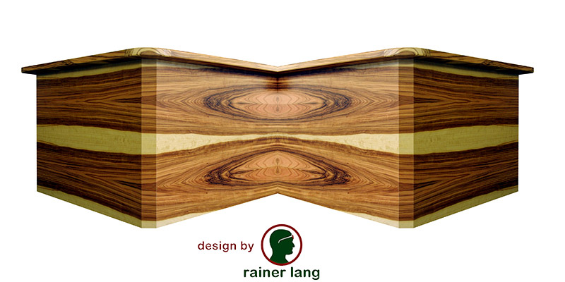 Design by Rainer Lang - Innenarchitekt -  Tresen mit gespiegelter Maserung